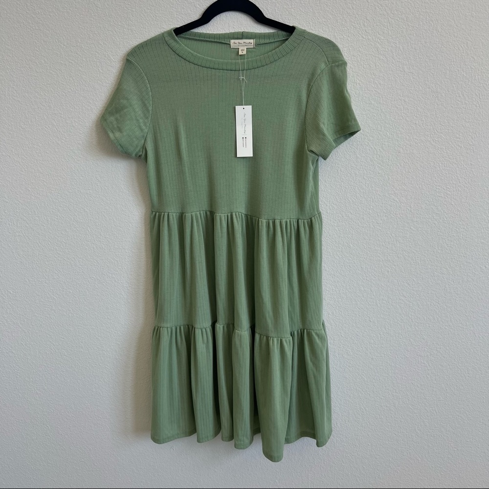 NWT See You Monday Los Angeles Green Babydoll Dress